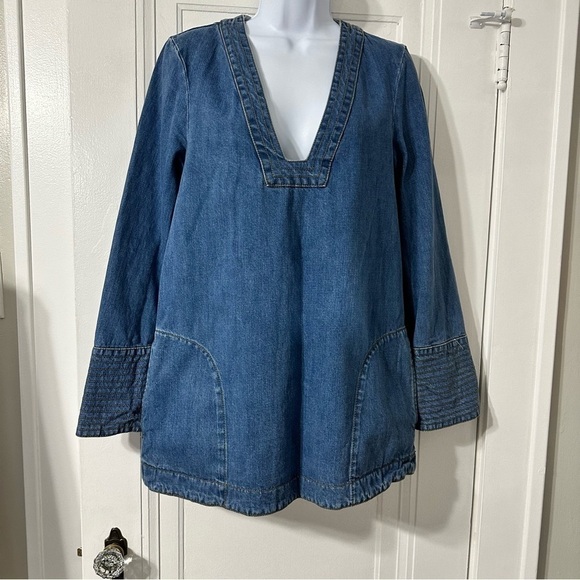 Free People Dreaming Of Denim Hendrix Tunic Oversized xs - Picture 3 of 10